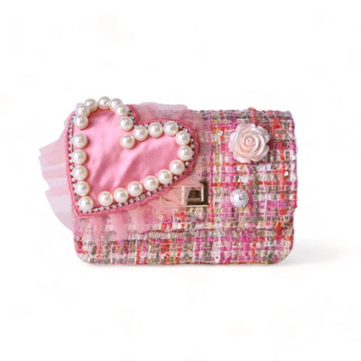 Fuchsia Big Heart Tweed Purse Preview #5