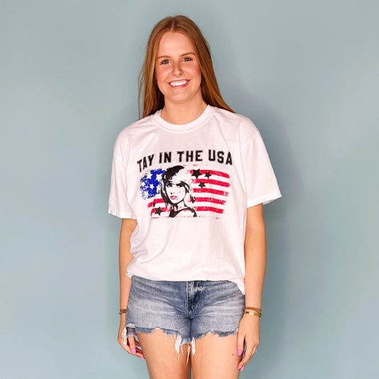 Tomfoolery Toys | Tay in the USA Tee Shirt Adult