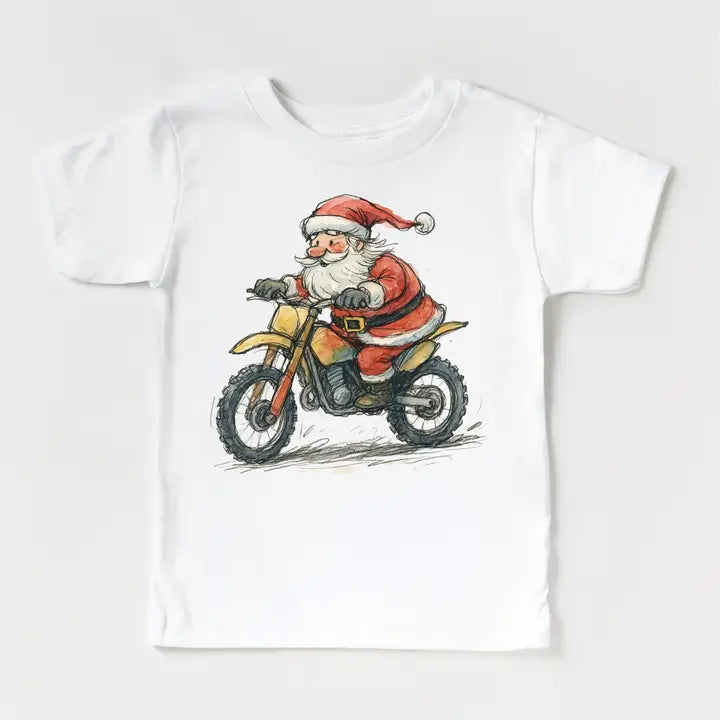 Tomfoolery Toys | Santa Riding a Dirt Bike T-Shirt
