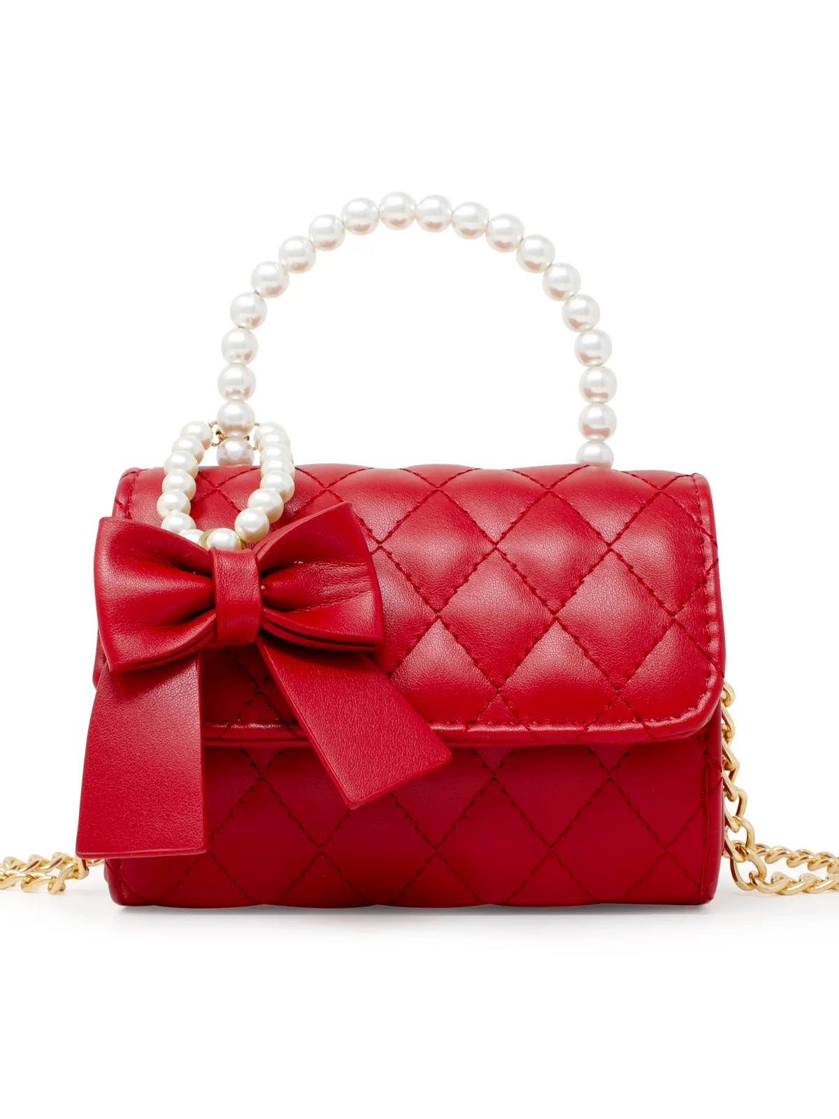 Quilted Pearl Handle Bow Ribbon Handbag Cover