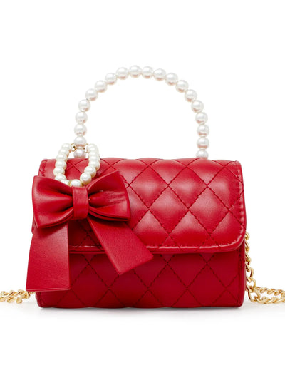 Quilted Pearl Handle Bow Ribbon Handbag Preview #2