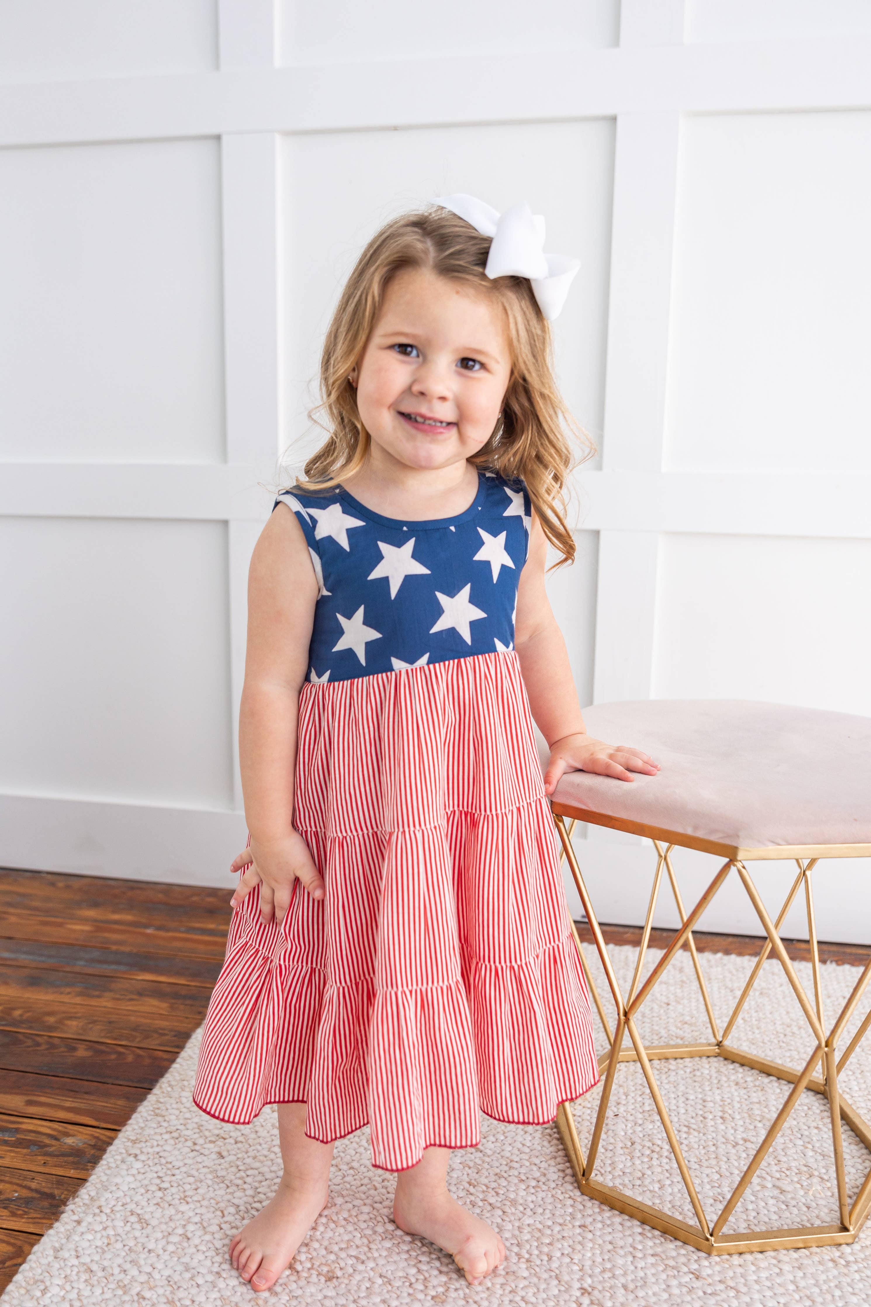 Tomfoolery Toys | Stars & Red Striped Tiered Dress