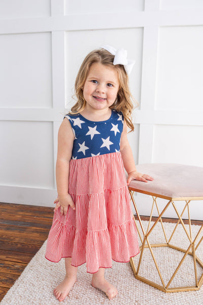 Stars & Red Striped Tiered Dress Preview #1