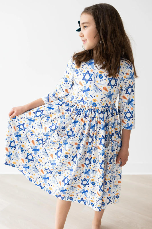 Tomfoolery Toys | Happy Hanukkah 3/4 Sleeve Twirl Dress