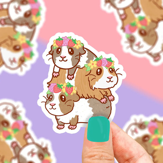 Tomfoolery Toys | Flower Crown Guinea Pigs Sticker