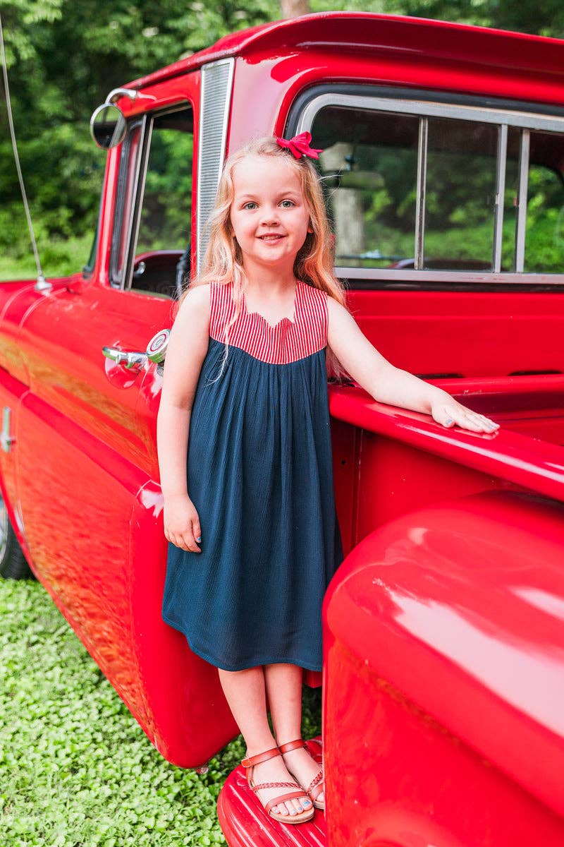 Red Stripe & Navy Sweetheart Dress Cover