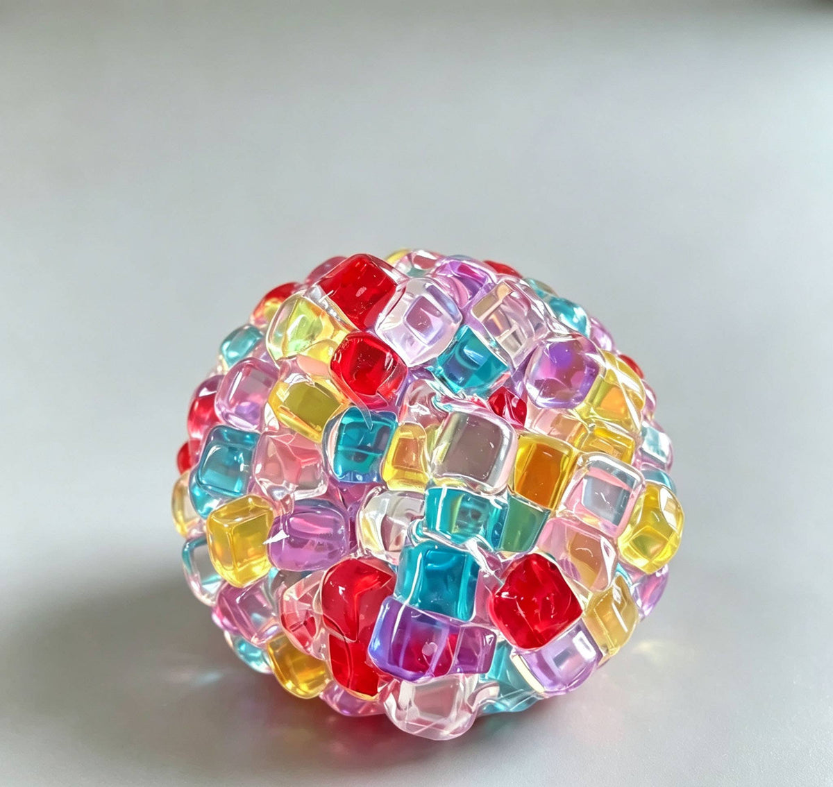 Rainbow Ice‑Cube Bead Squishy Cover