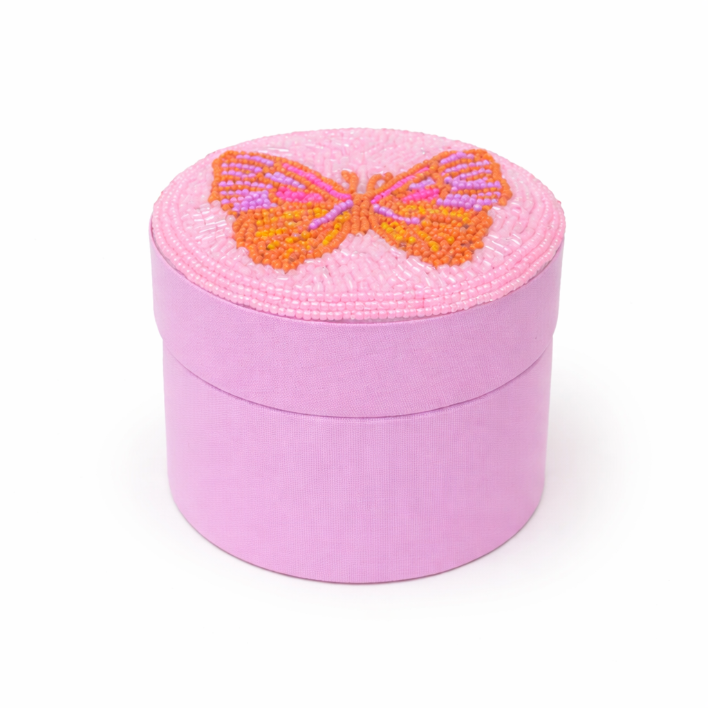 Beaded Butterfly Jewelry Box Cover