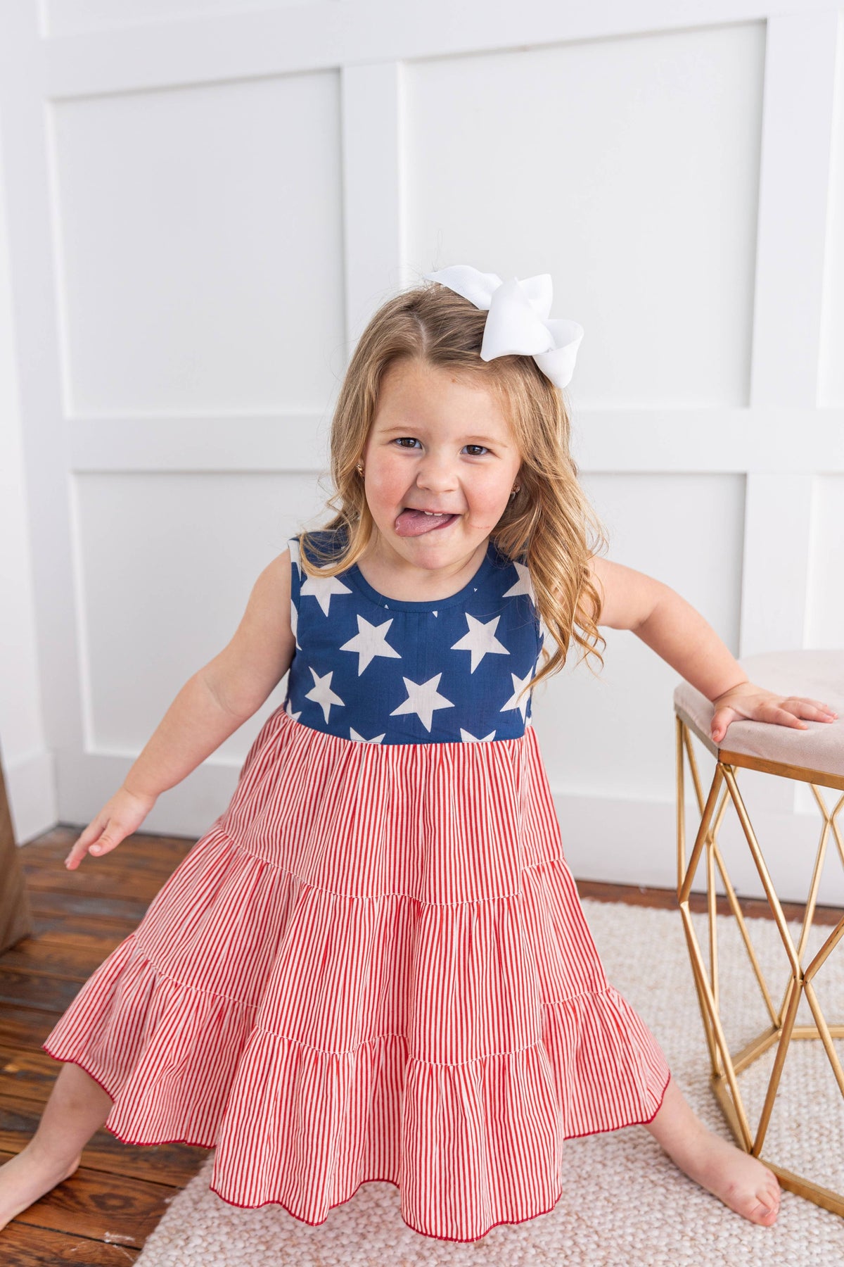 Stars & Red Striped Tiered Dress Cover