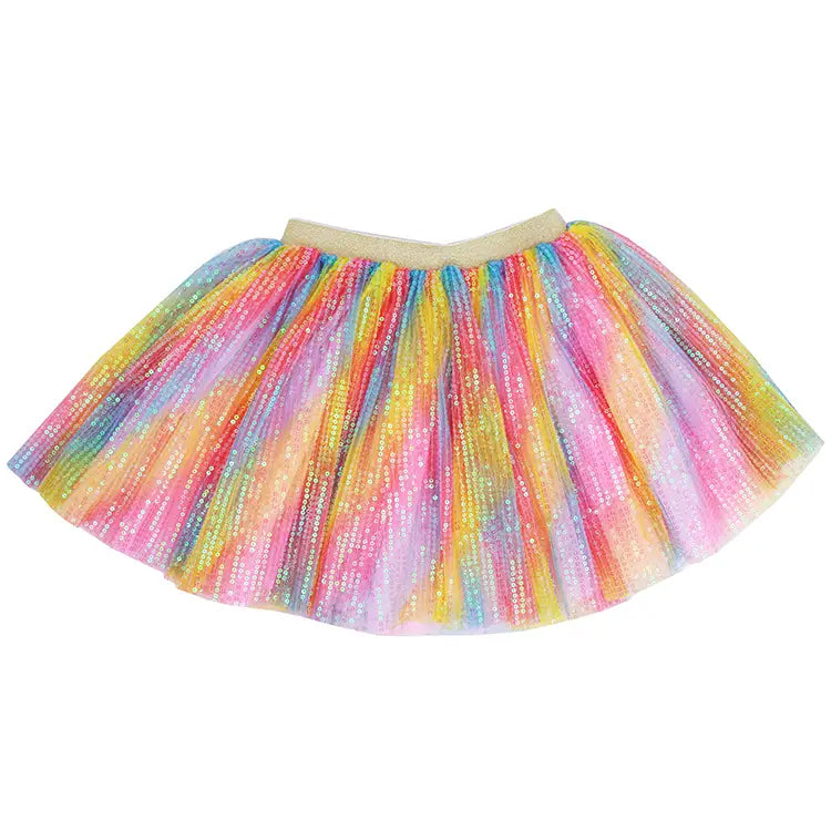 Rainbow Ombre Sequin Confetti Tutu Cover