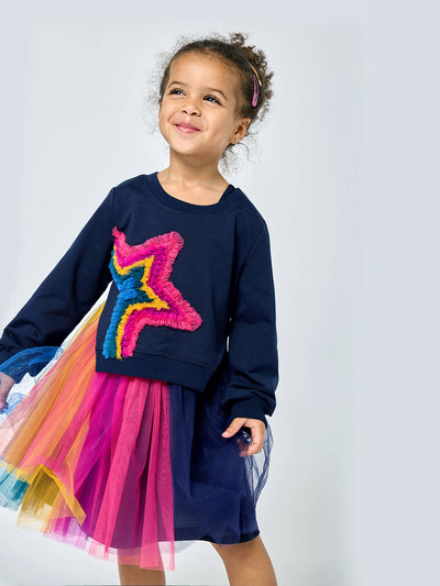 Long Sleeve Navy Twofer Dress Preview #1