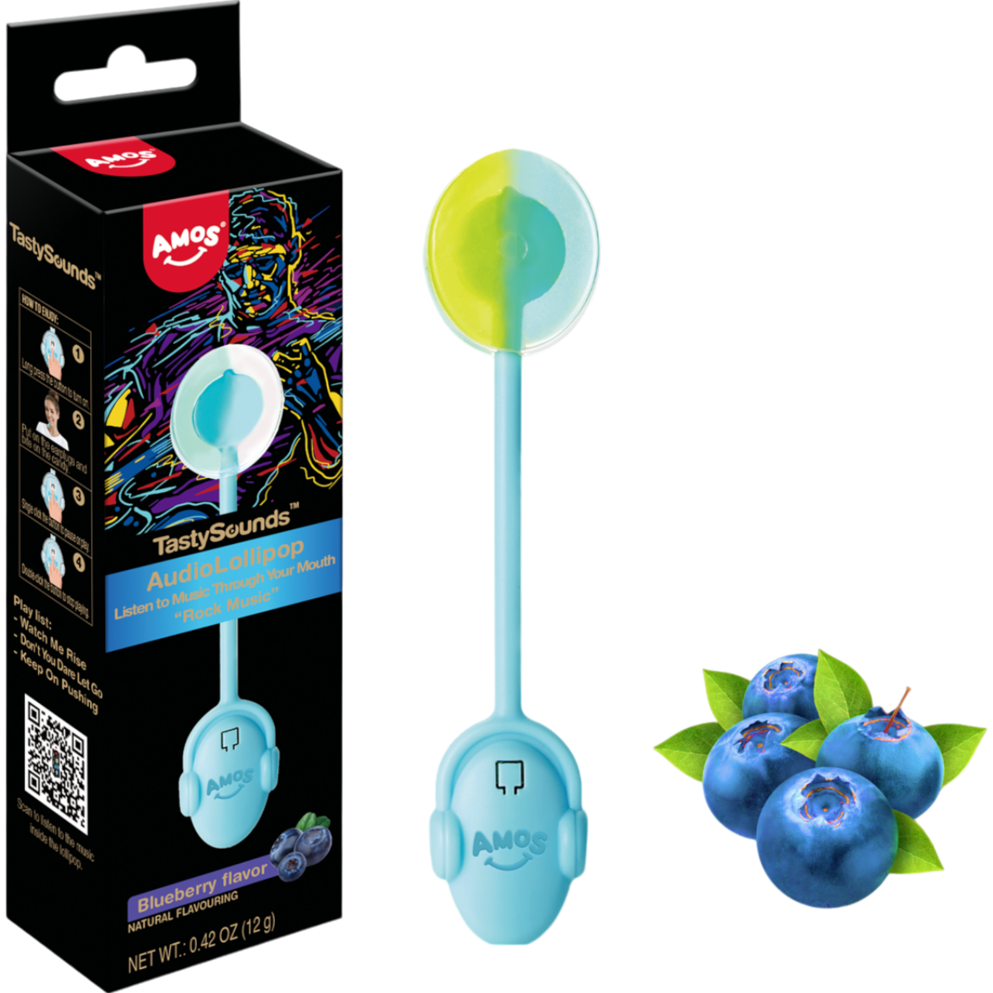 Tomfoolery Toys | Blueberry TastySounds Audio Lollipop