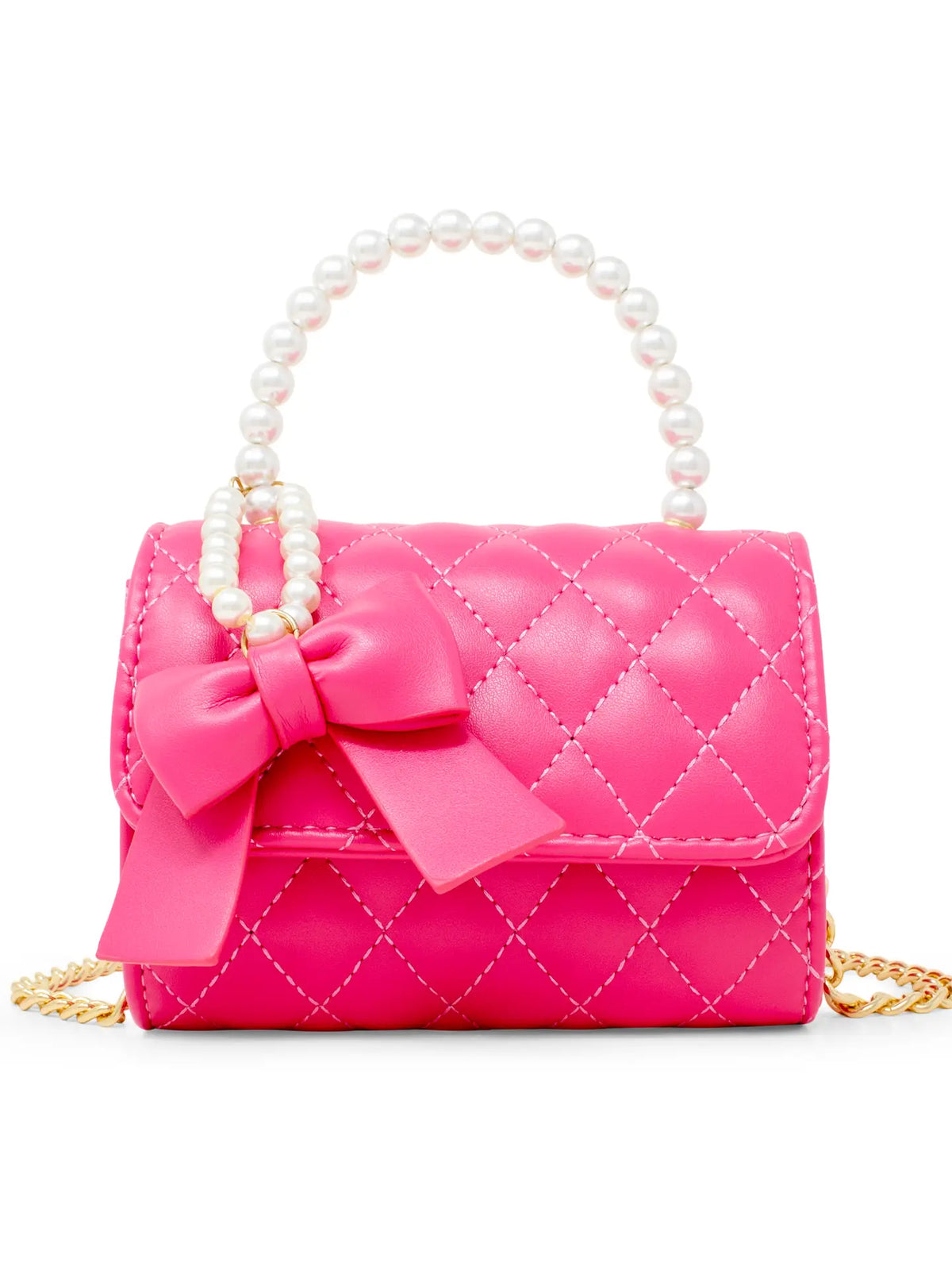 Quilted Pearl Handle Bow Ribbon Handbag Cover