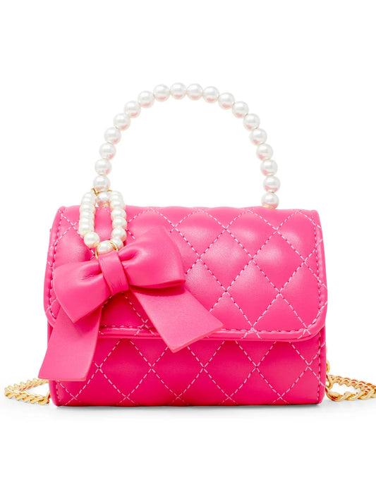 Tomfoolery Toys | Quilted Pearl Handle Bow Ribbon Handbag