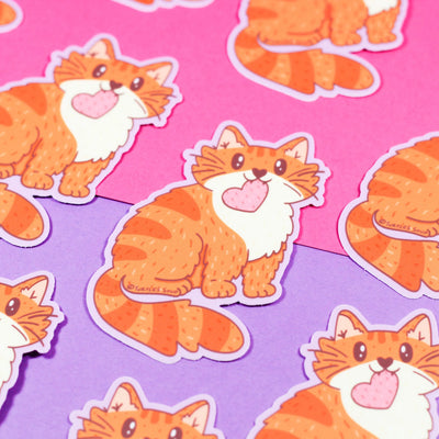 Love Tabby Cat Vinyl Sticker Preview #1