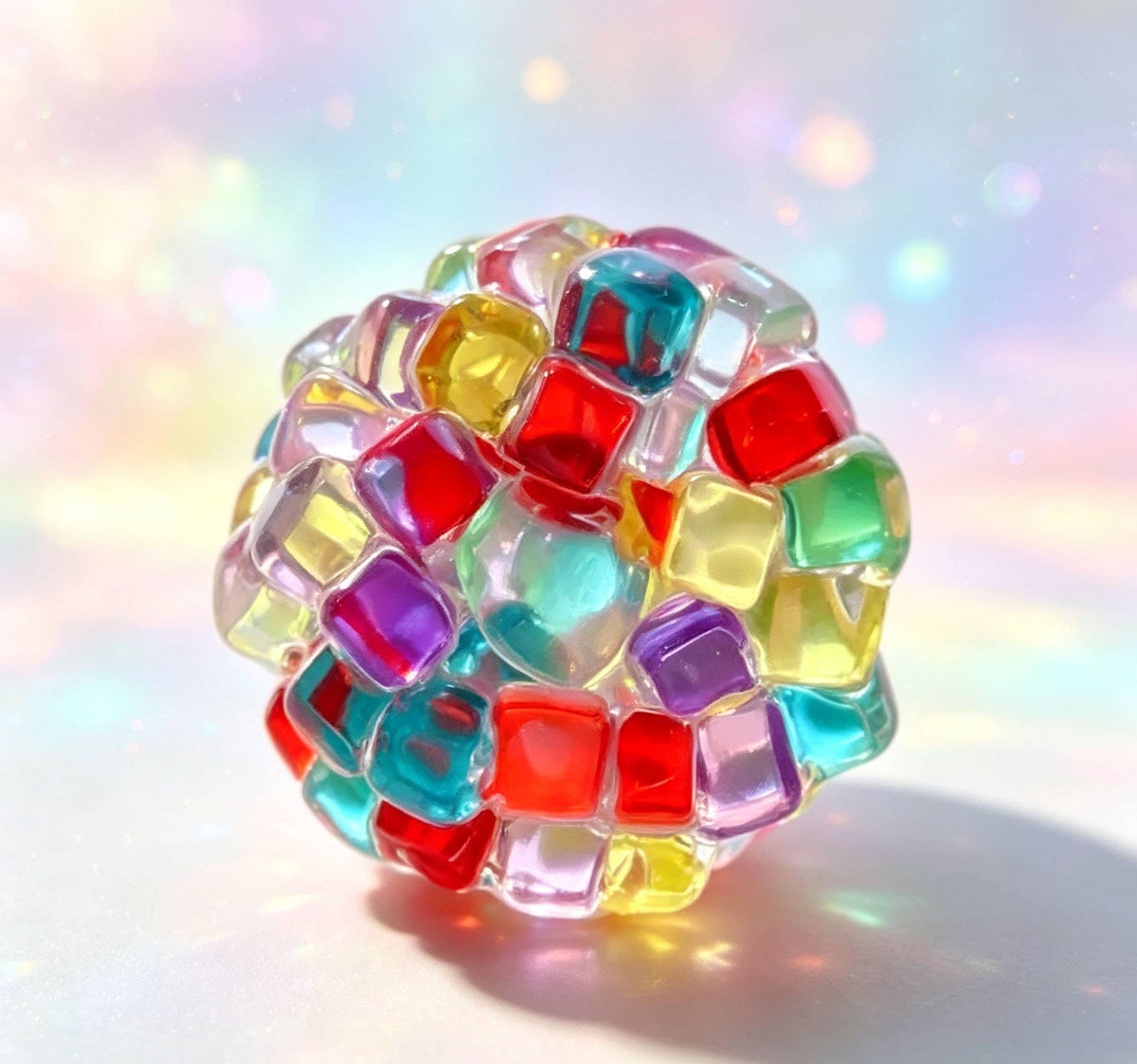 Rainbow Ice‑Cube Bead Squishy Cover