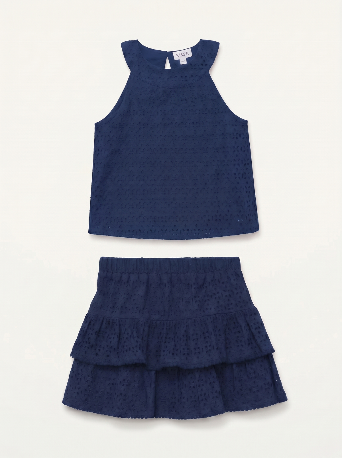 Navy Halter Top & Tiered Skirt Set Cover