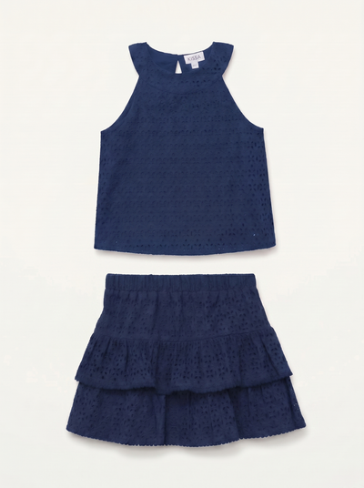 Navy Halter Top & Tiered Skirt Set Preview #3
