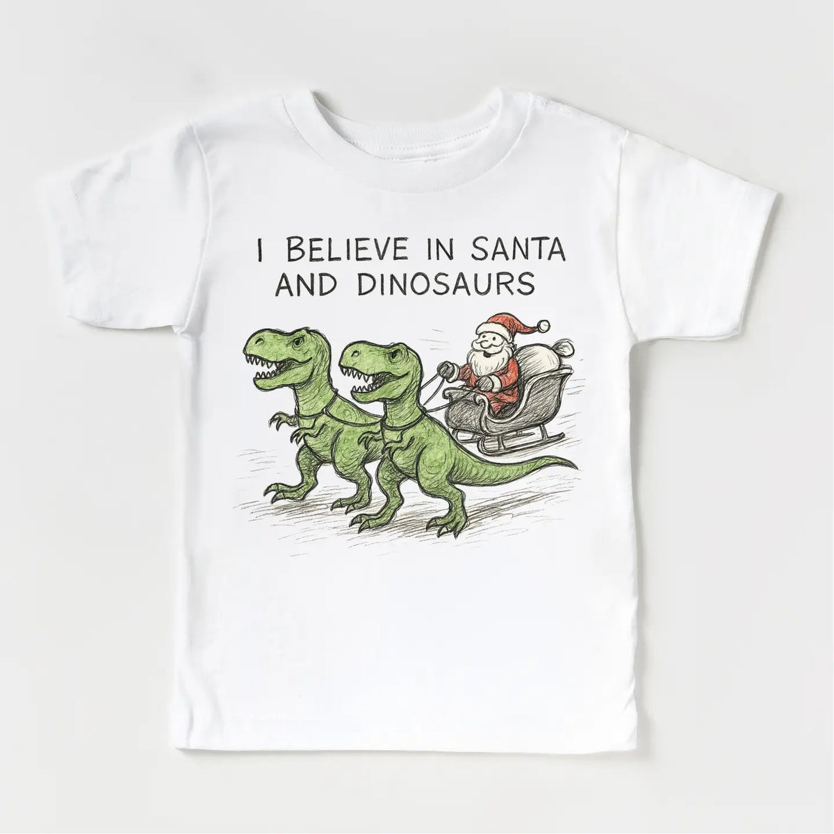 Believe in Santa & Dinos Christmas Shirt Cover