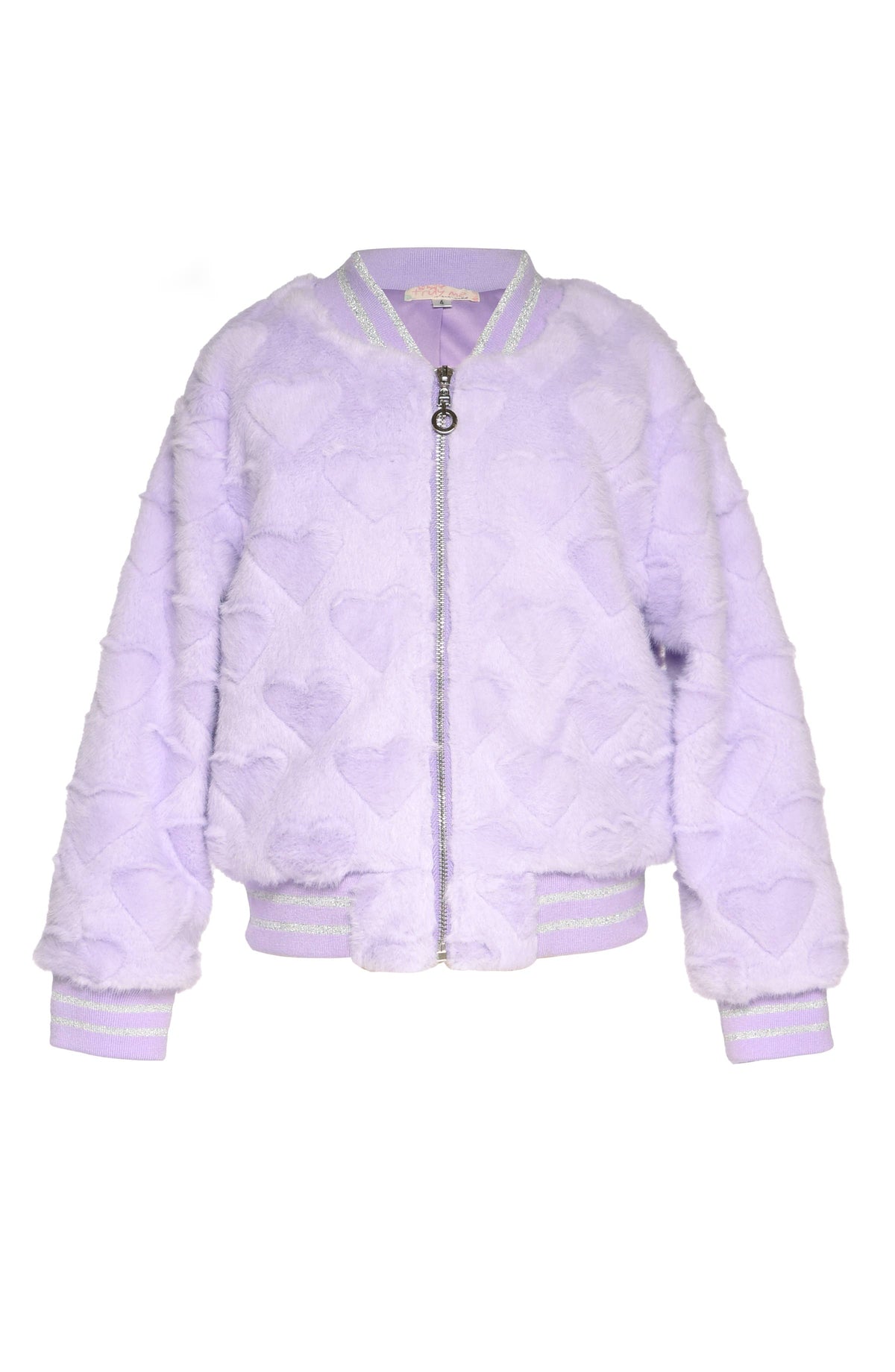 All Over Hearts Faux Fur Bomber Jacket Cover
