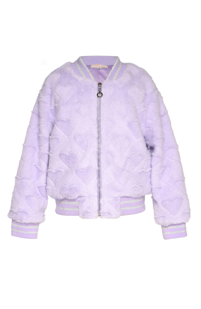 All Over Hearts Faux Fur Bomber Jacket Preview #1
