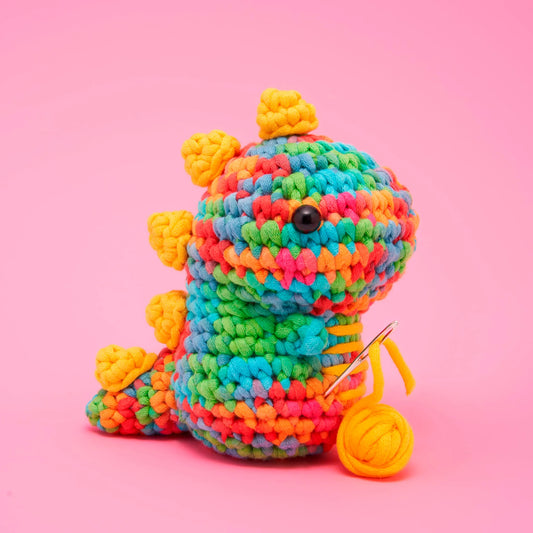 Tomfoolery Toys | Disco Fred The Dino Beginner Crochet Kit