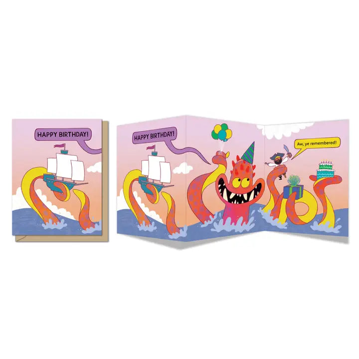 Kraken Remembered Birthday Tri-fold Card Cover