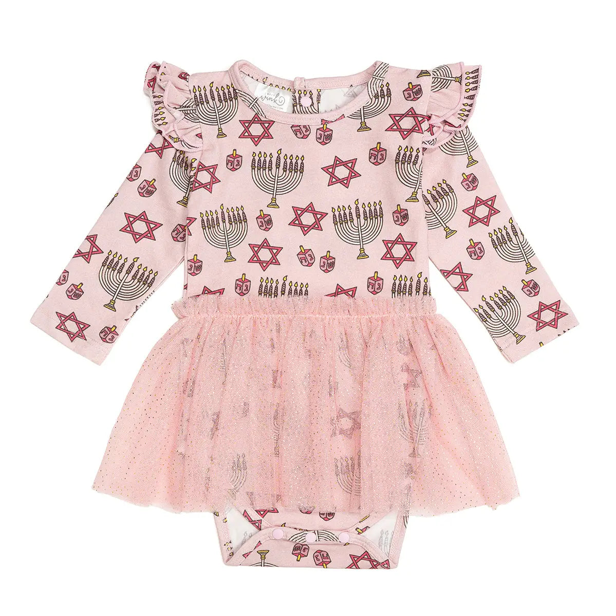 Hanukkah Long Sleeve Tutu Bodysuit Cover