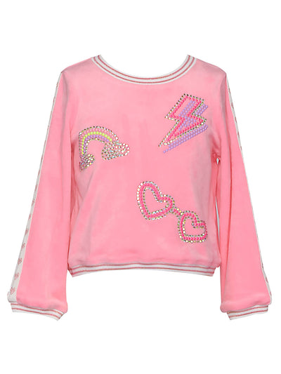 Pink Long Sleeve Velour Top Preview #2