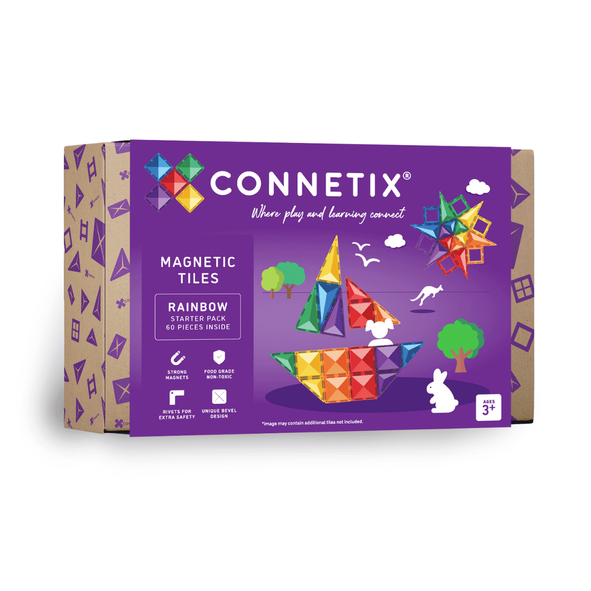 Tomfoolery Toys | Connetix Rainbow Starter Pack, 60pc