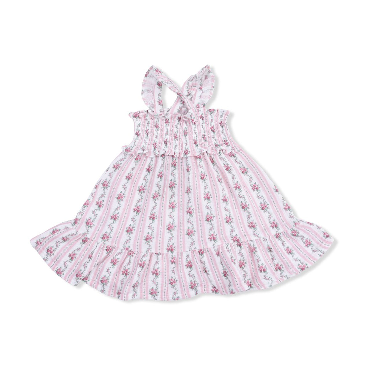 Winding Rose Stripe- Smocked Ruffle Sundress & Bloomer Cover