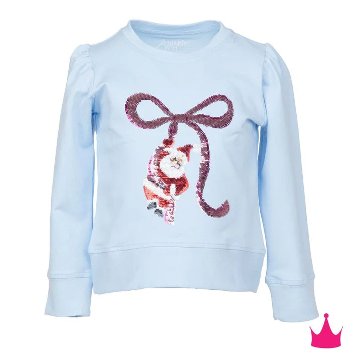 Sequin Santa Bow Light blue Cover