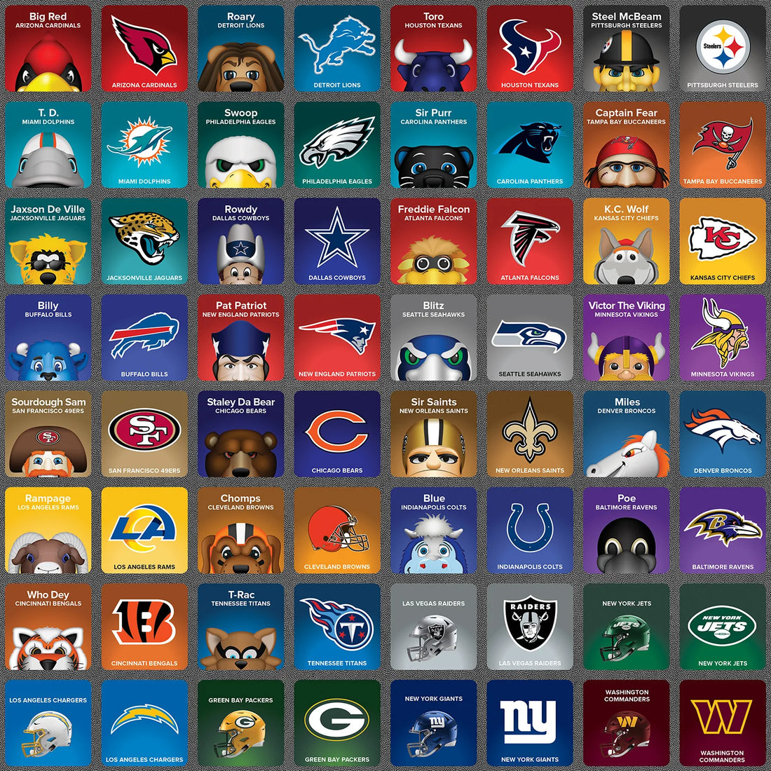 NFL Mascots Matching Game Preview #2