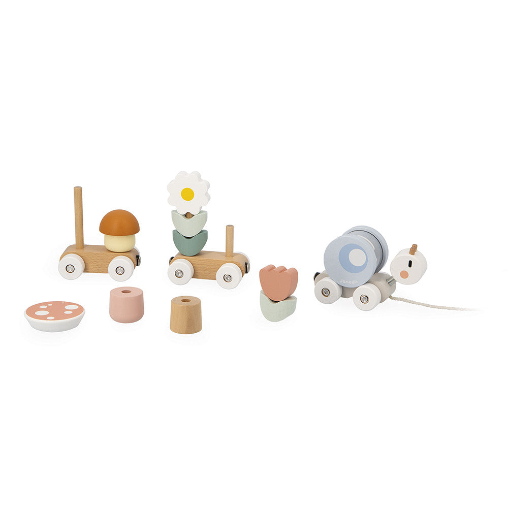 Tomfoolery Toys | Snail Pull-Along Stacker Train