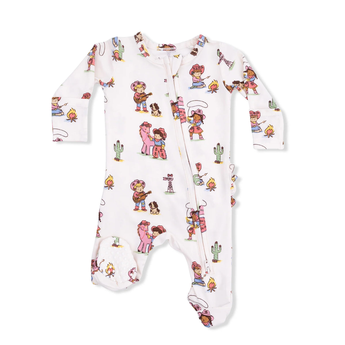 Vintage Cowgirls 2-Way Ruffle Back Zipper Footie Cover