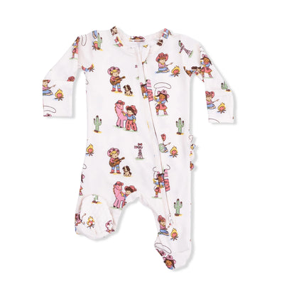 Vintage Cowgirls 2-Way Ruffle Back Zipper Footie Preview #2