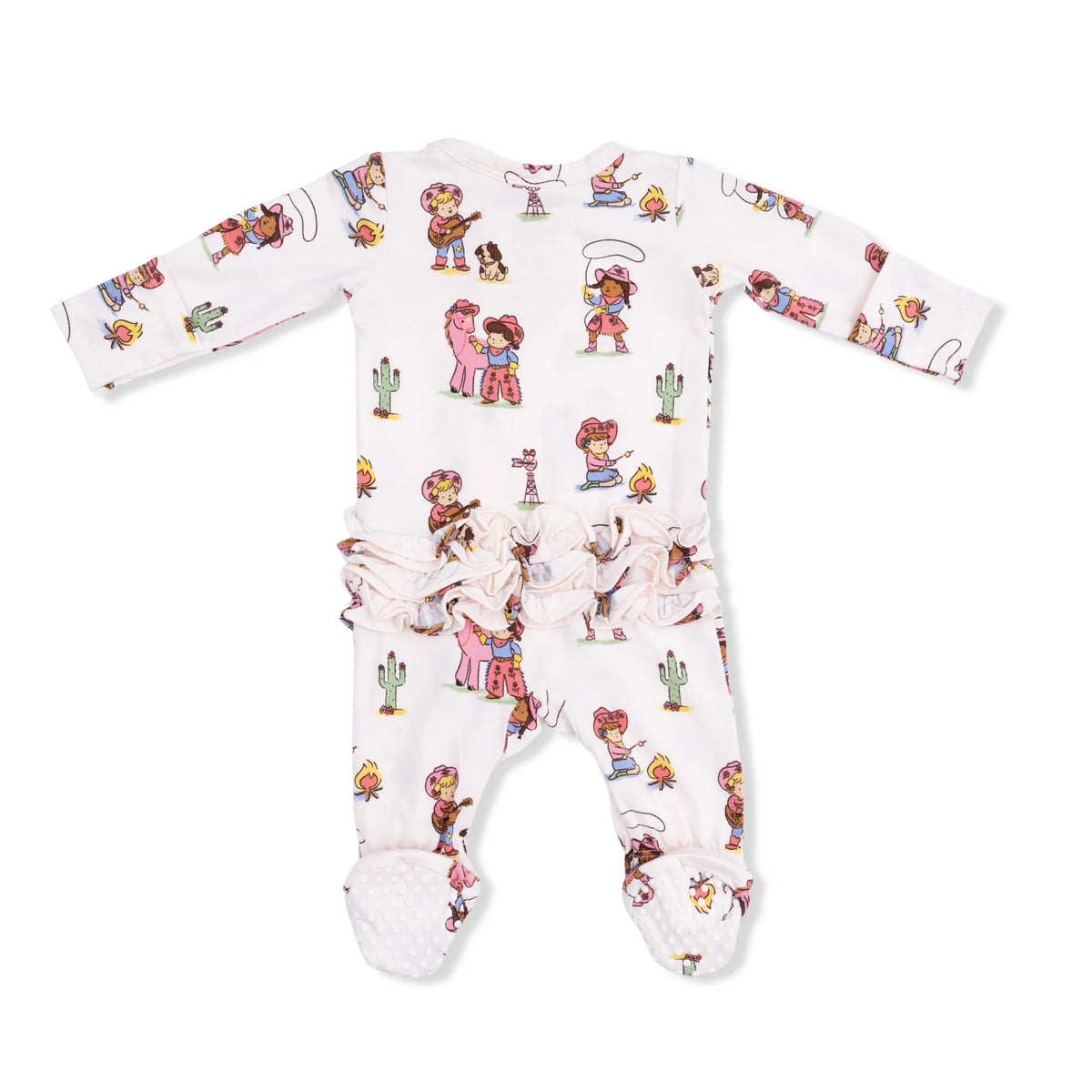 Vintage Cowgirls 2-Way Ruffle Back Zipper Footie Cover