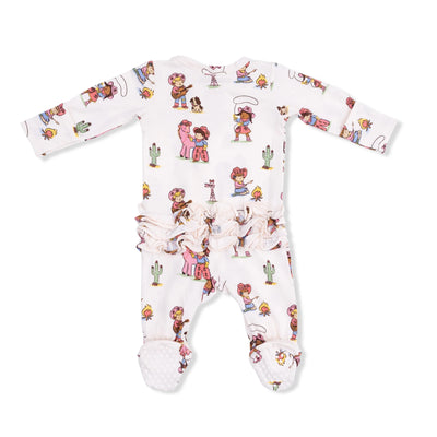 Vintage Cowgirls 2-Way Ruffle Back Zipper Footie Preview #3