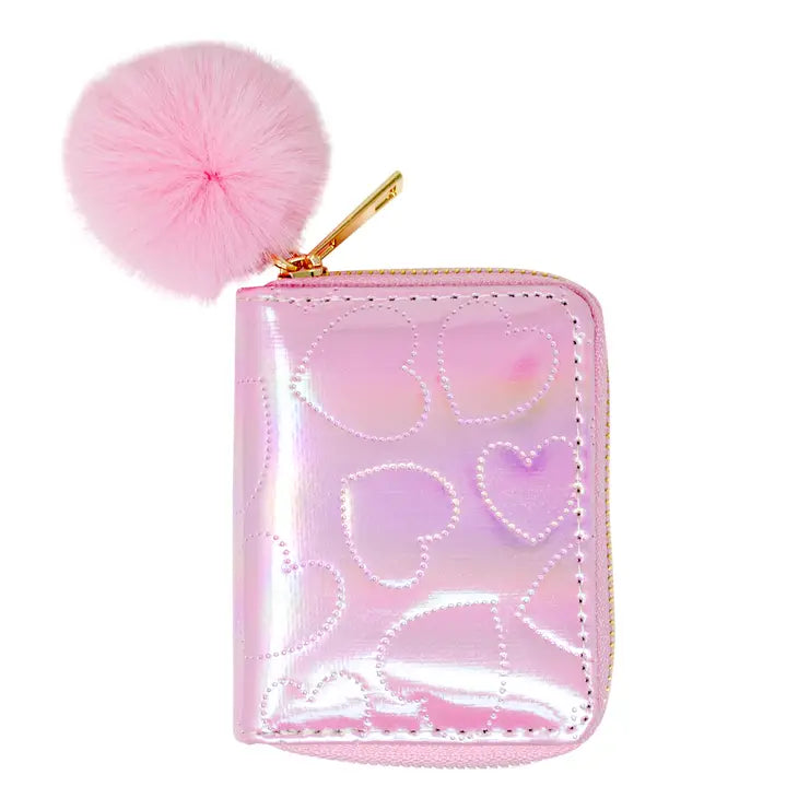 Shiny Dotted Heart Wallet Cover