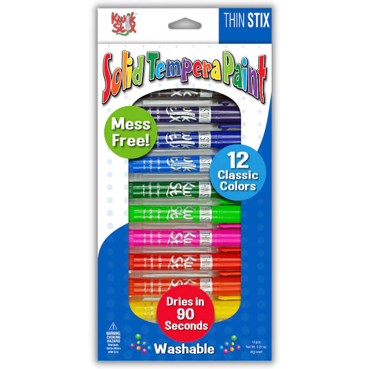 Tomfoolery Toys | Thin Stix Tempera Paint, 12 Classic Colors