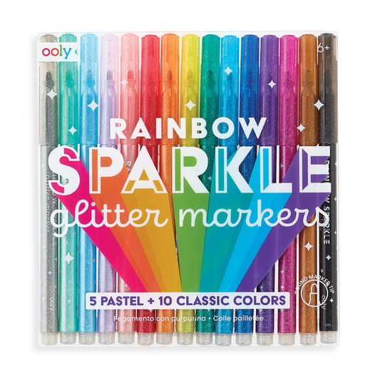 Tomfoolery Toys | Rainbow Sparkle Glitter Markers