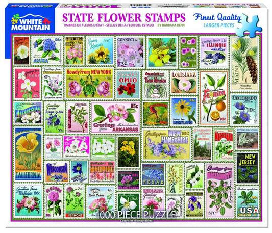 Tomfoolery Toys | State Flower Stamps Puzzle 1000pc