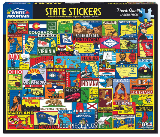 Tomfoolery Toys | State Stickers 1000pc Puzzle