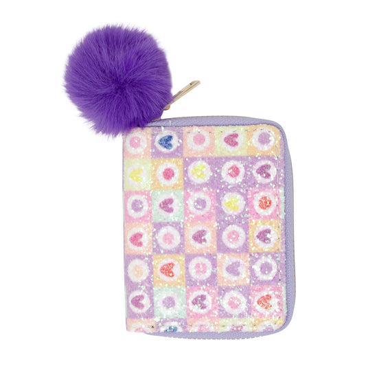 Tomfoolery Toys | Purple Glitter Hearts Wallet