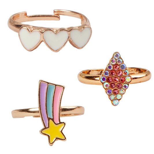 Tomfoolery Toys | Boutique Heart Star Rings, 3 Pcs