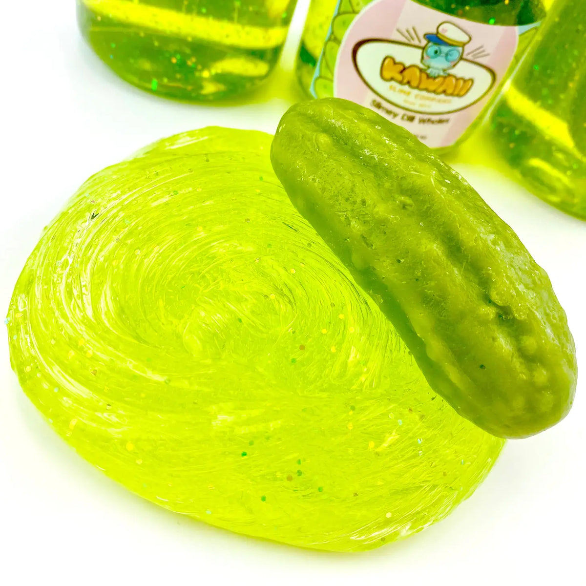 Shimmery Pickle Clear Slime Cover