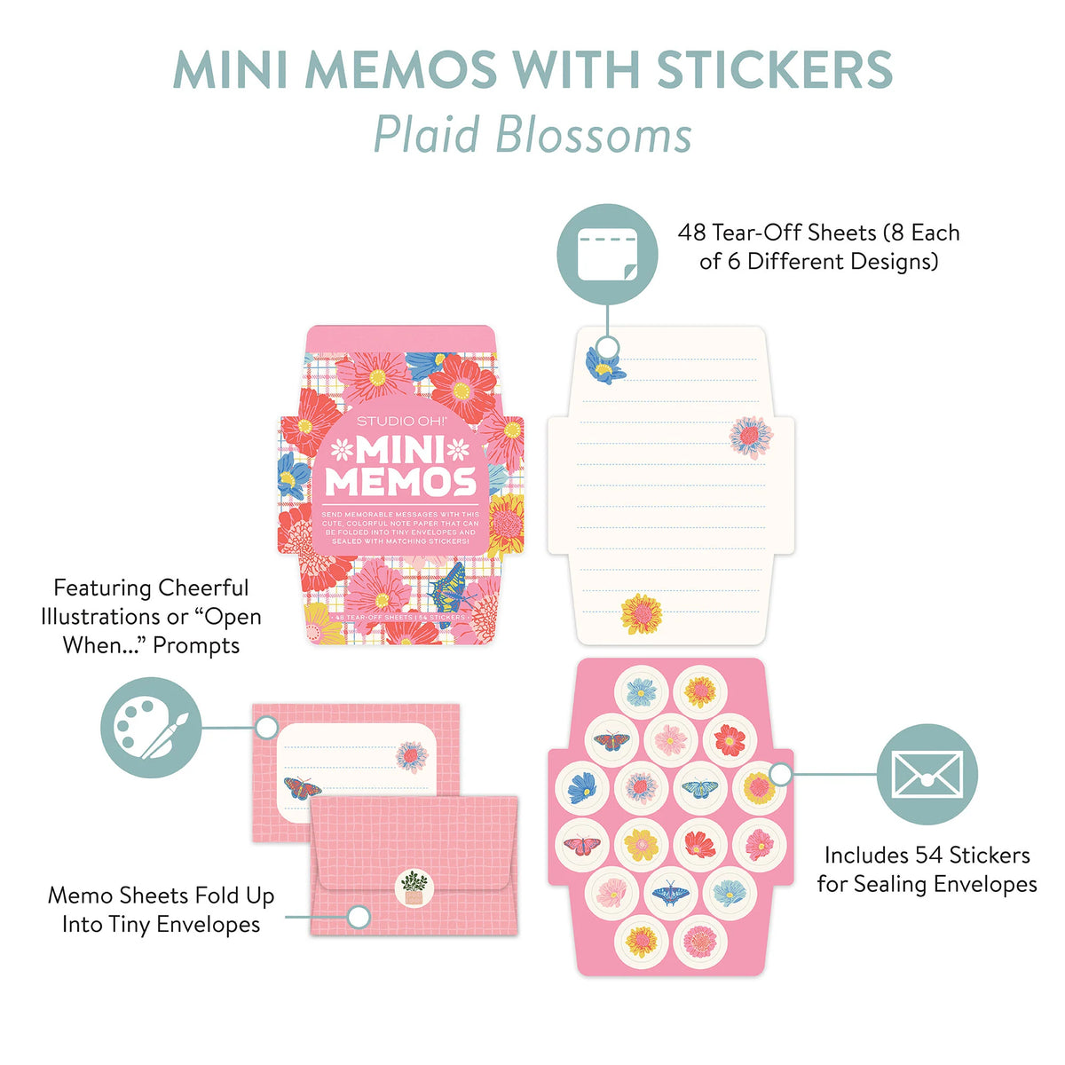Plaid Blossoms Mini Memos w/ Stickers Cover