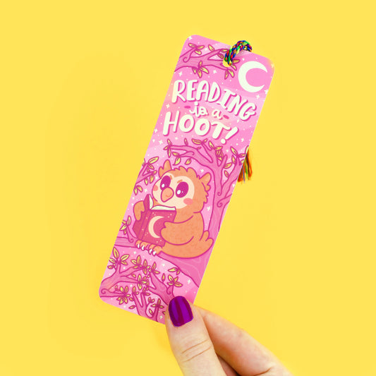 Tomfoolery Toys | Reading is a Hoot Bookmark