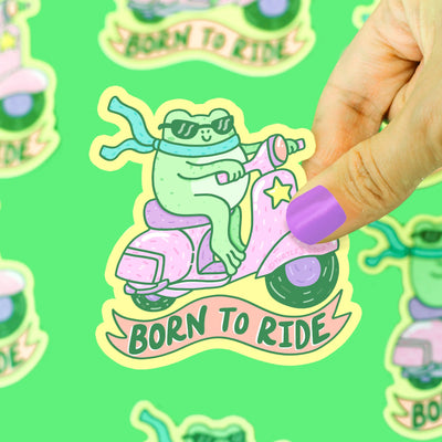 Born to Ride Frog Vinyl Sticker Preview #1