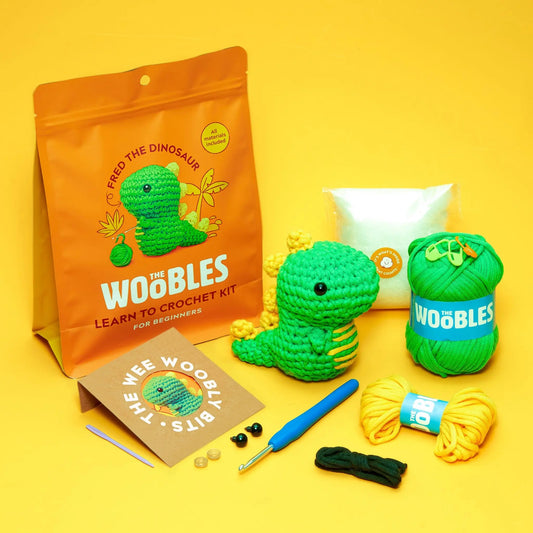 Tomfoolery Toys | Fred the Dinosaur Beginner Crochet Kit